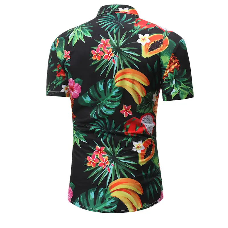 Для мужчин рубашка Летний стиль Palm Tree Print пляжная Мужская гавайская рубашка Повседневное короткий рукав гавайская рубашка Chemise Homme