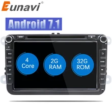 Eunavi 2 Din 8” Quad core Android 7.1 8.1 car dvd for VW Polo Jetta Tiguan passat b6 cc fabia mirror link wifi Radio CD in dash