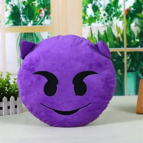 Back Cushion Smile Face Expression Round Pillow Stuffed Plush Soft