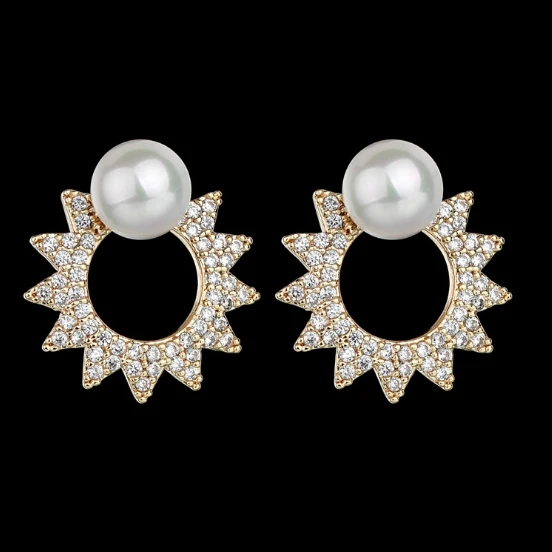 

Fashion influx of pearl earrings AAA zircon temperament full of cat earrings