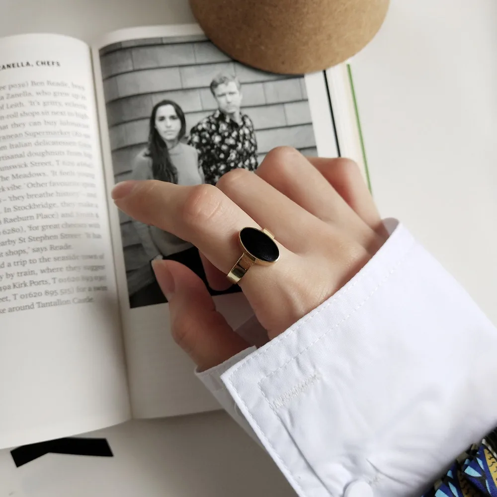 Смешанное геометрическое кольцо с черным кристаллом для женщин, 925 пробы Серебряное модное классическое Брендовое ювелирное изделие