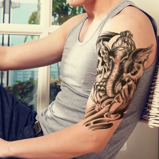 Водостойкая временная татуировка стикер большого размера 21*15 см Авто татуировки на руке наклейка s флэш-тату поддельные татуировки для мужчин и женщин - Цвет: Оранжевый