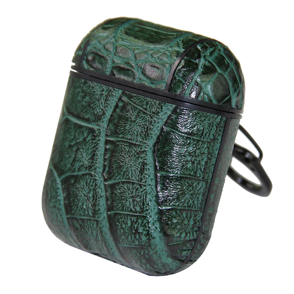 

Accessories Artificial Leather Mini Alligator Print Portable Lightweight Box Protective Earphone Case With Clip For Apple AirPod