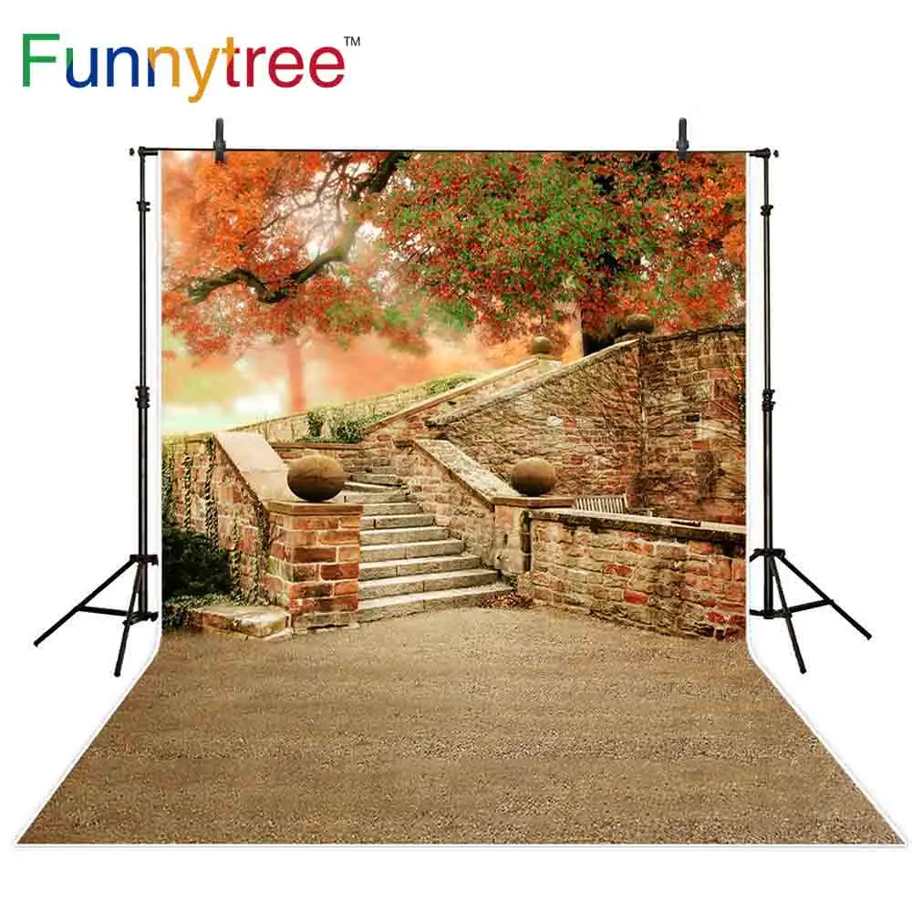 

Funnytree background backdrops autumn tree vintage stairs outdoor photography photocall photophone vinyl fond photo studio