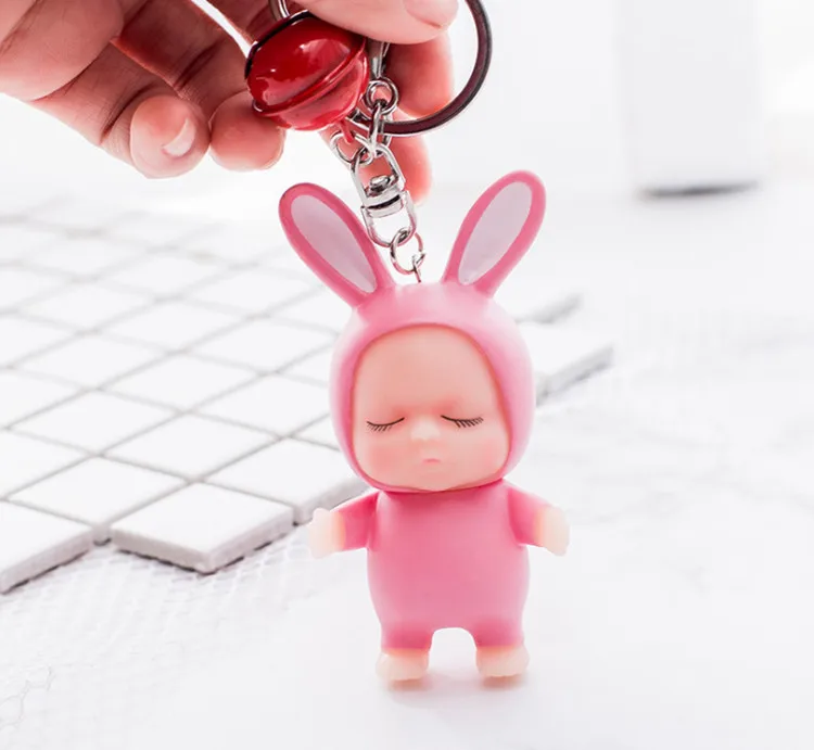

Kawaii Rabbit panda brownie Keychain beetle Sleeping Baby Kitty Keyrings For Women Bag Accessories Car Keyring cadeau maitresse