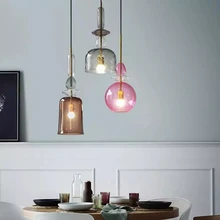 Modern Color Led Glass Pendant Lights Bedroom Living Room Pendant Lamp Restaurant Light Fixtures Decor Hanging Lamp Lighting