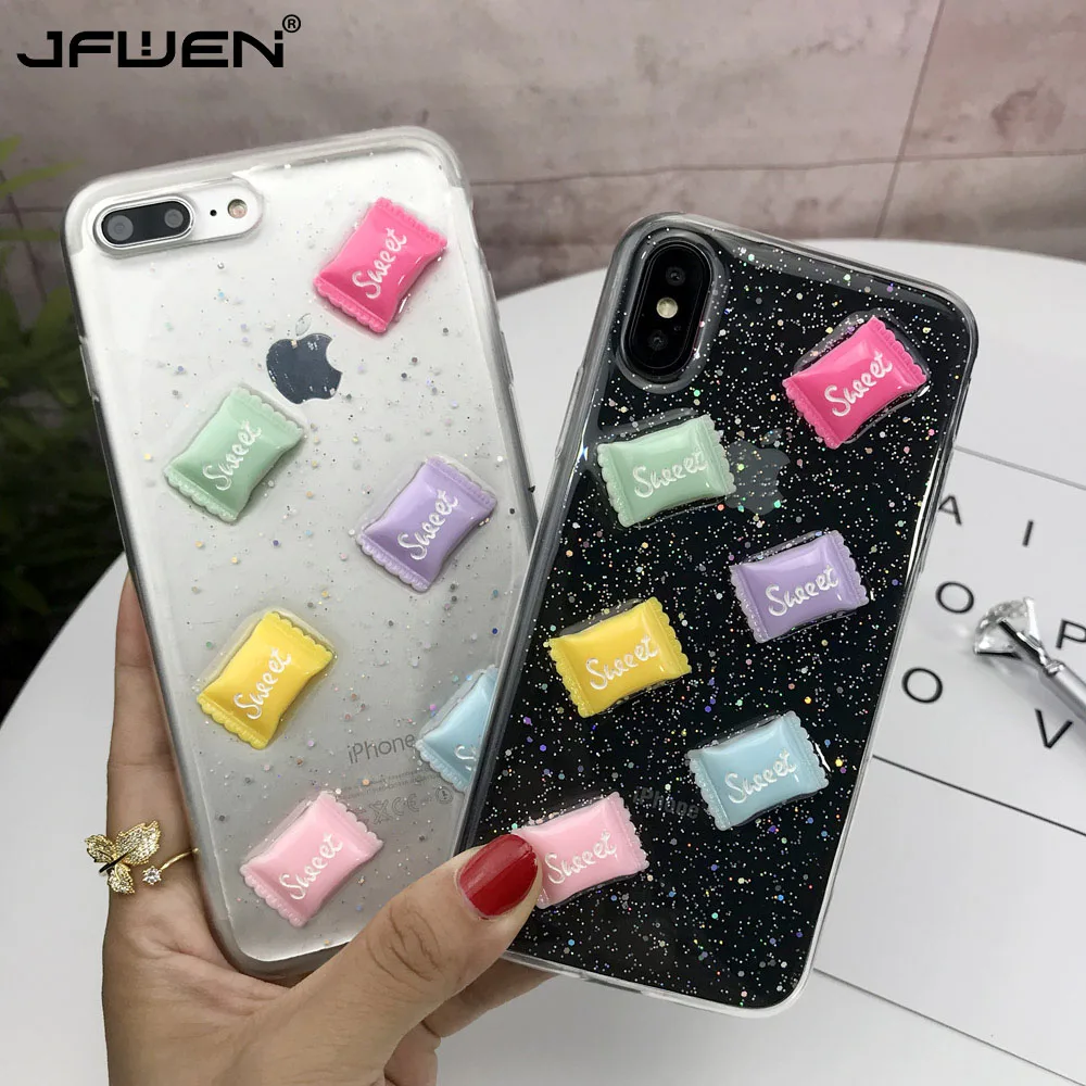 

Phone Case For iphone XR XS MAX 8 7 6 6S Plus X XS Case Silicone Transparent Color Candy Cute 3D Soft TPU Back Cover Cases Capas