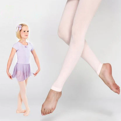 Girls Footless Dance Tights With Waist And Crotch For Children Pink ...