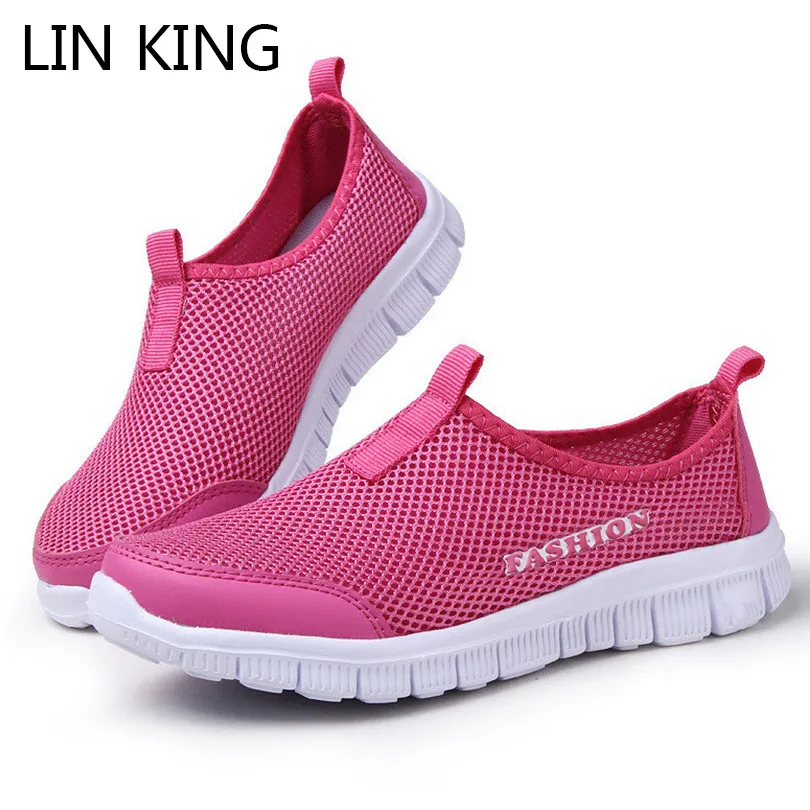 

LIN KING Slip On Women Flats Casual Shoes Breathable Air Mesh Summer Lazy Shoes Shallow Sofe Sole Lady Outdoor Travelling Shoes