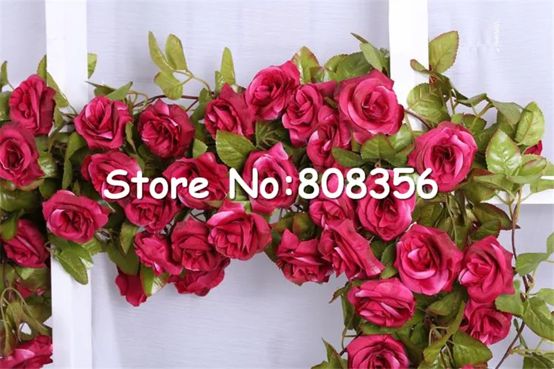 6 шт. поддельные осень розы лоза 200 см/86,61 "Длина искусственный цветок ротанга розы для свадьбы центральные