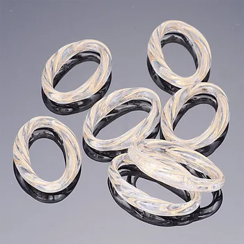 

New arrival Plating Acrylic Stripe Oval Donut Antique Design Spacers Links Charms Beads For DIY Jewelry Making Accessories