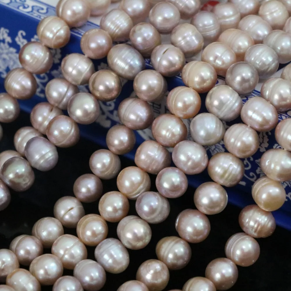 Purple natural freshwater cultured round pearl 9-10mm fashion women jewelry making wholesale retail loose beads 15inch B1379
