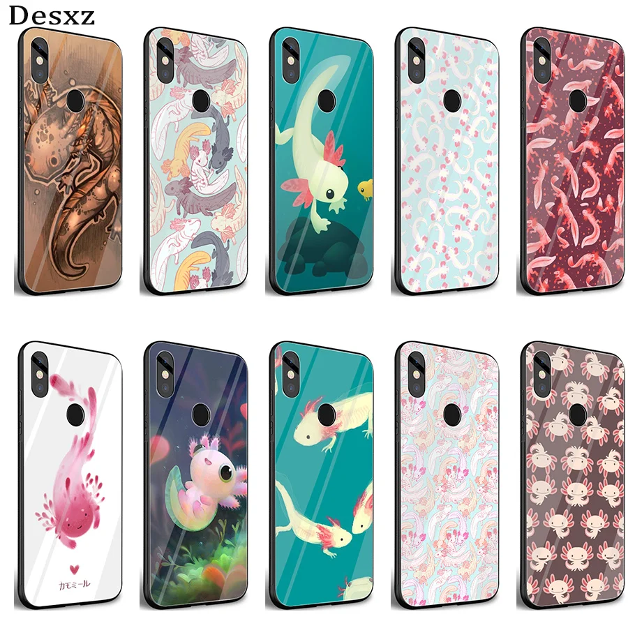 GerleeK Glass TPU Cute Animal Axolotl Case Cover for Xiaomi 8 Lite A1 9 pocophone F1 Redmi Note 5 6 7 Pro 6A 4X | Мобильные телефоны