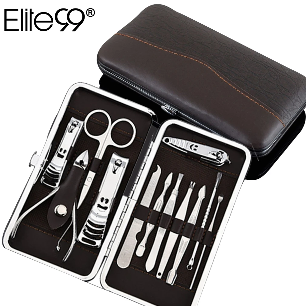 

Elite99 12pieces/Set Stainless Steel Nail Clipper Kit Professional Hand Pedicure Scissors Tweezer Knife Manicure Set Nail Tools