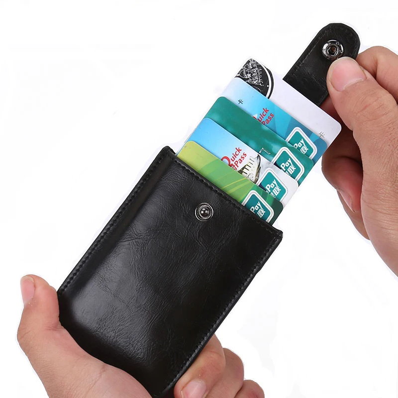 Мужской мини кошелек из ПУ кожи Модный чехол для кредитных карт с rfid картой
