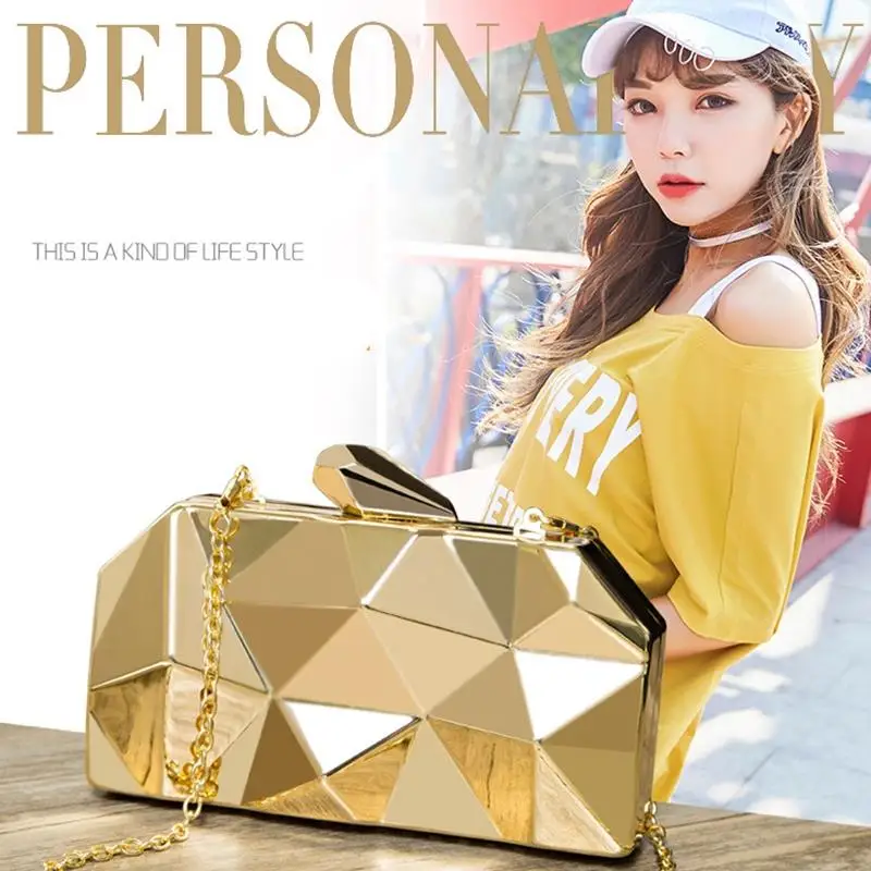 

FGGS-Geometry Clutch Evening Bag Elegent Chain Women Handbag For Party Shoulder Bag For Wedding/Dating/Party