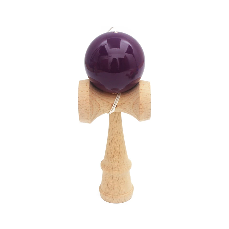 18,5 см деревянный шар Kendama игрушки спортивная игрушка для игр на открытом воздухе мяч PU краски струны профессиональные Взрослые спортивные игрушки - Цвет: Фиолетовый