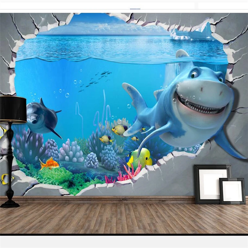 

beibehang papier peint wallpaper for walls 3 d Custom wallpaper Chinese underwater world children cartoon background wall