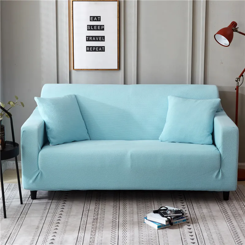

Comfortable Stretch Home Daily Necessities Sofa Decoration Simple Sofa Cover Light Blue Striped Polyester Sofa Cover