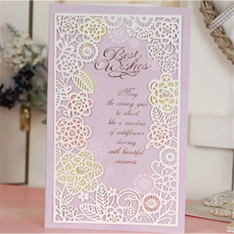 1 Set Hollow Happy Birthday Cards+Envelope Best Wishes Valentine Christmas Party Wedding Invitation - 33042916594