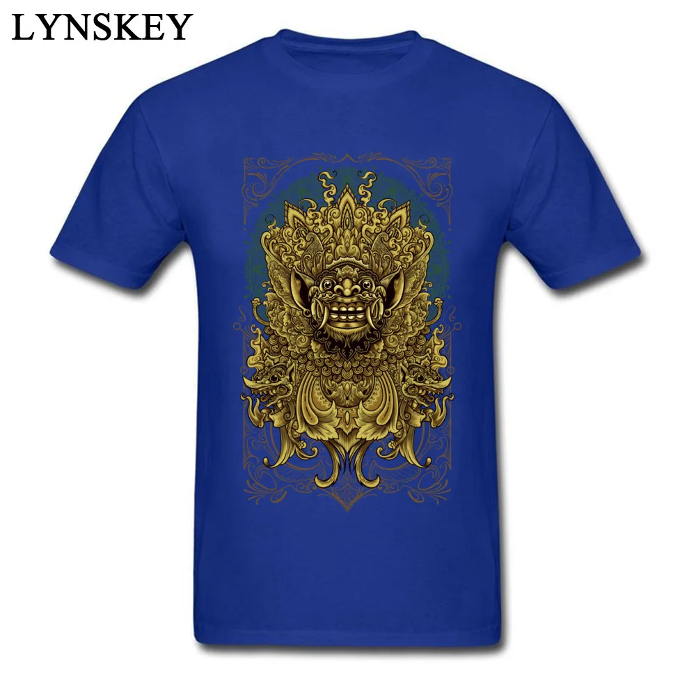 Men T Shirts Retro Custom Tops T Shirt Autumn 100% Cotton O-Neck Short Sleeve Normal Balinese Barong Reanimation Clothing Shirt Balinese Barong Reanimation blue