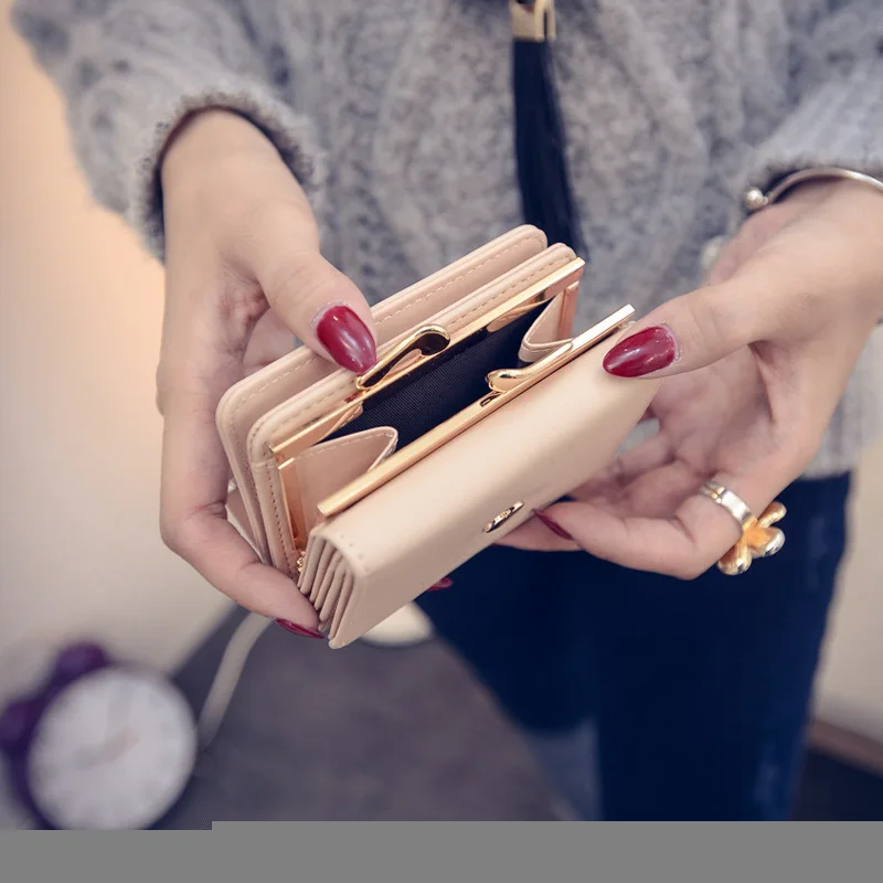 Three fold wallet female short paragraph 2016 new Korean students love small purse Purse