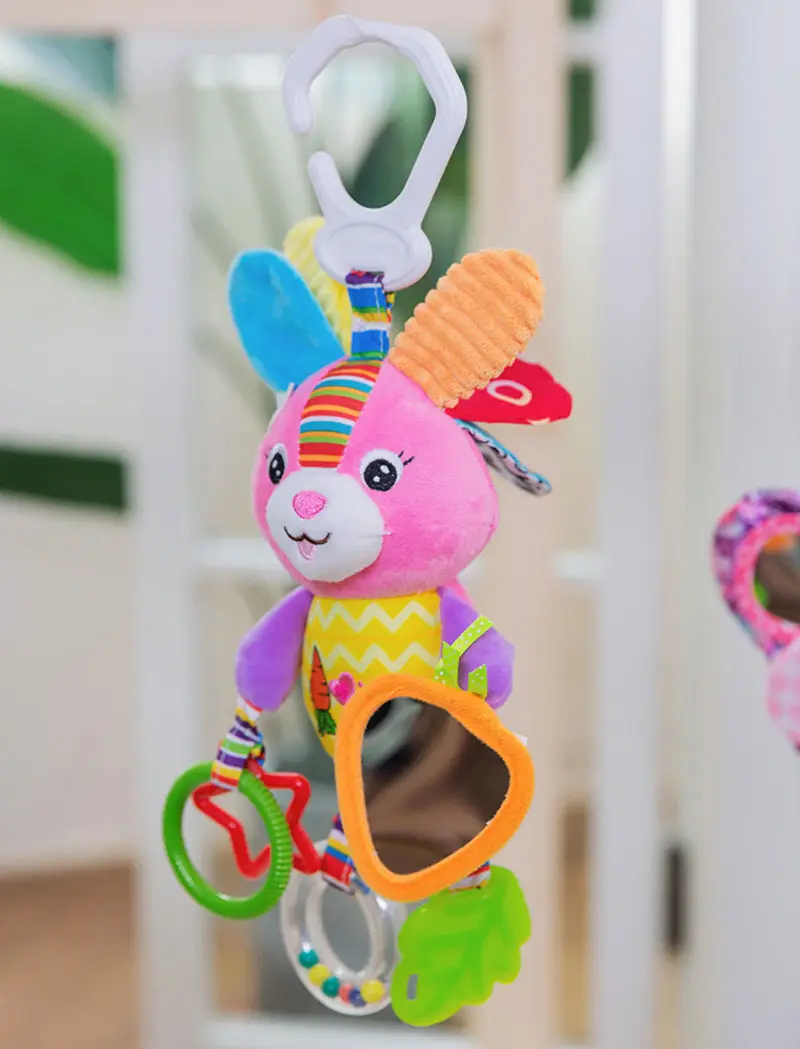 Plush Baby Rattles Mobile Toys Stroller Hanging Toy Soft Cute Animal Doll Educational Baby Crib Bed Hanging Bells Toys Rabbit