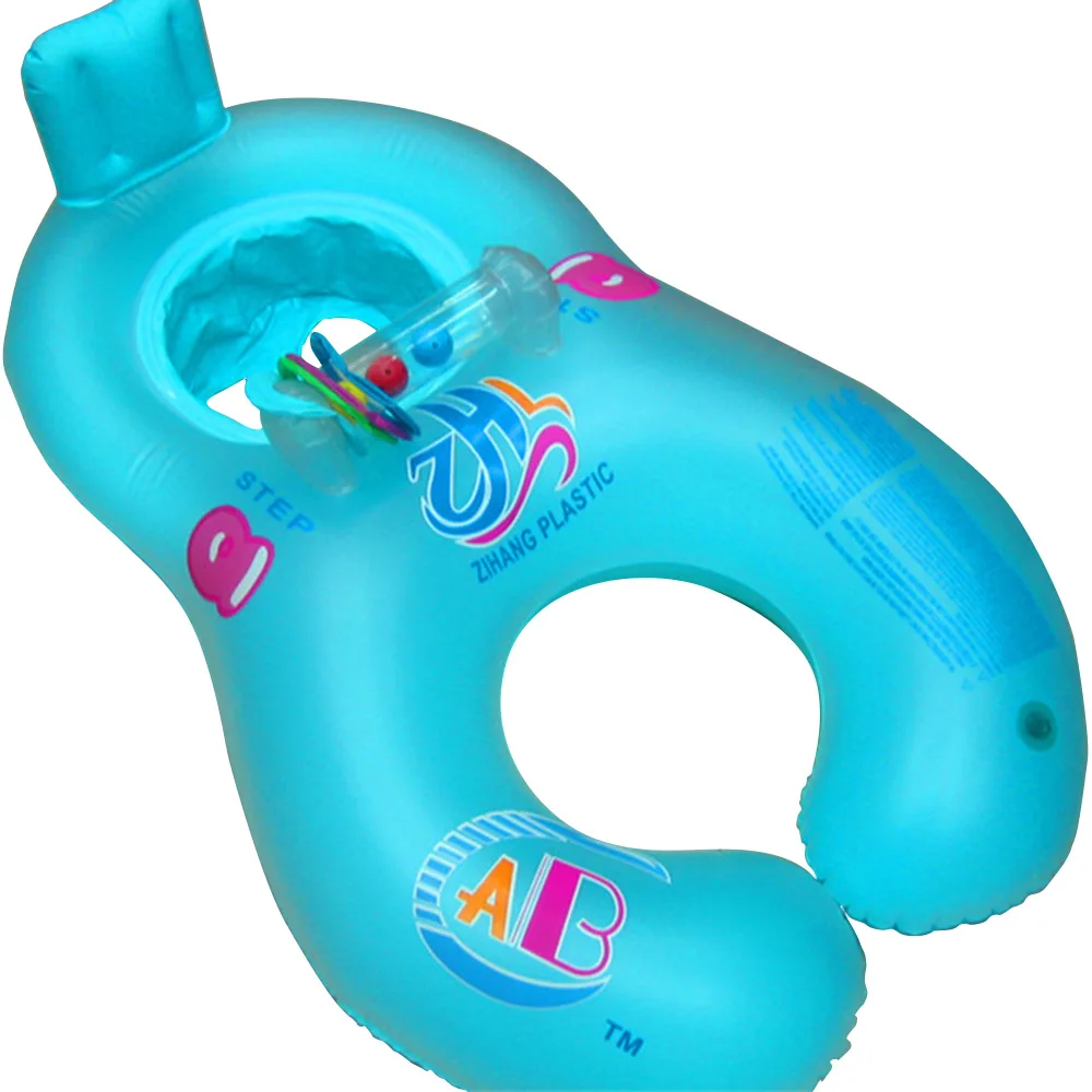 Надувной круг для купания ребенка поплавок мать и ребенок плавательный круг Двойные Плавающие колеса надувной круг летние игрушки - Цвет: WJ3294C