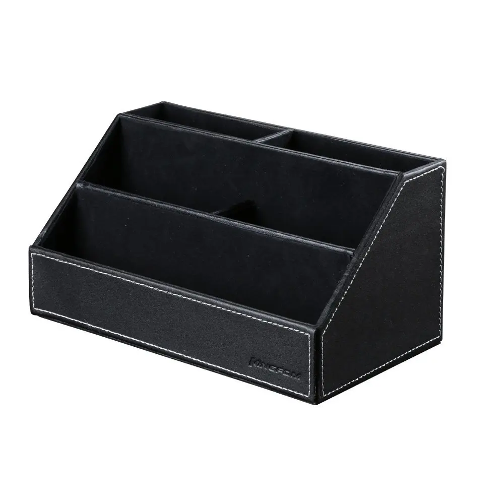 Home Office Wooden Struction Leather Multi-function Desk Stationery Organizer Storage Box, Pen,Business Name Cards,Note Paper
