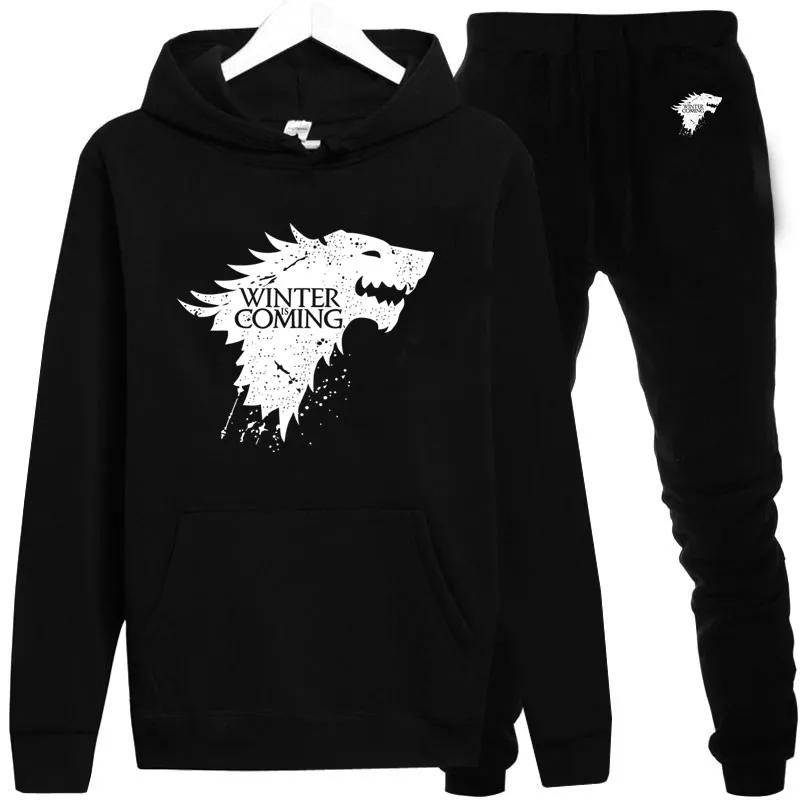 

Men Clothing Set Print Wolf head Sportswear 2019 Autumn New Hoodies Sweatshirts Sporting Sets Men's Tracksuits Two Piece Hoodies