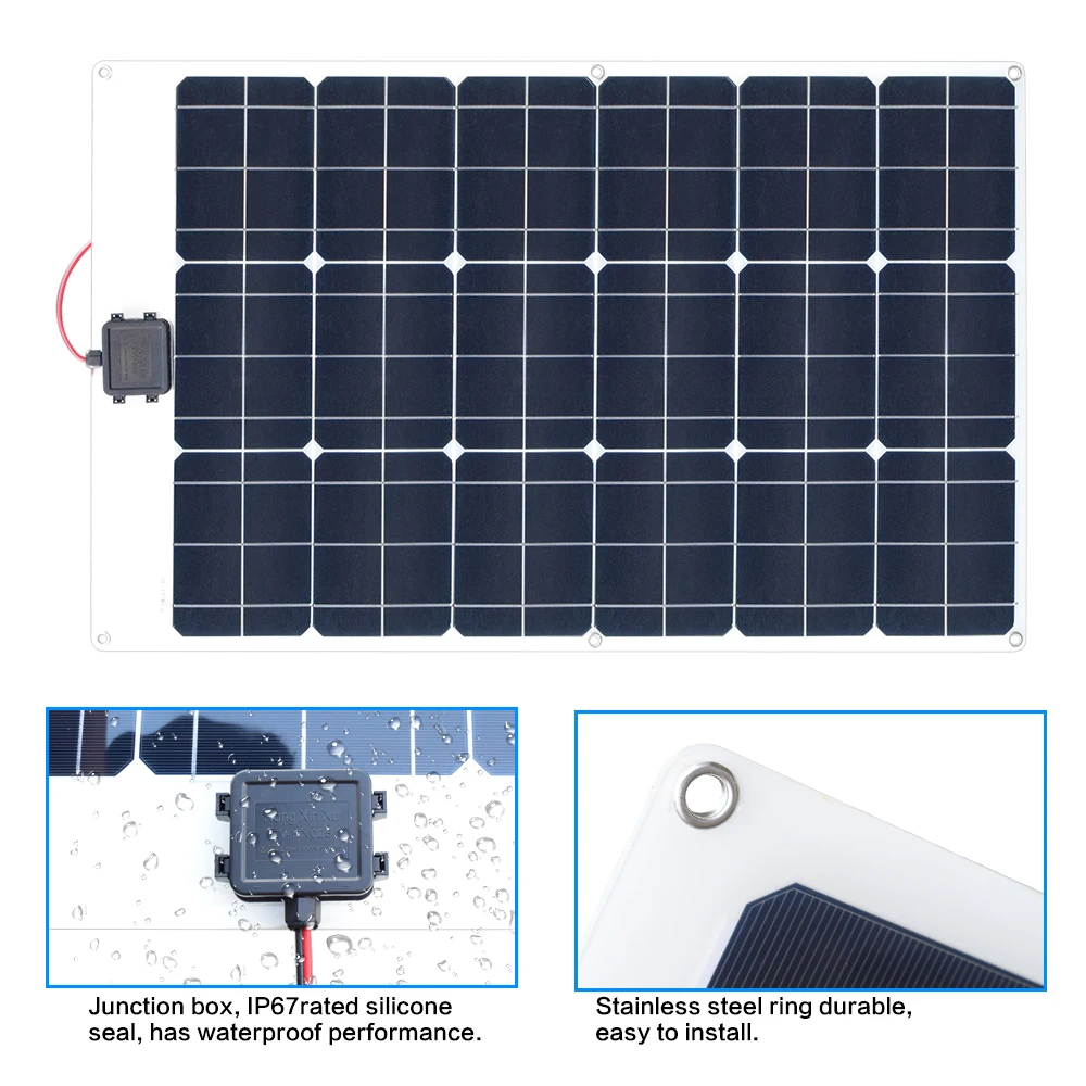BOGUANG 18V 60W Solar panel Junction box with 10A diode panel solar paine china For 12V Battery Fishing Boat Cabin Camping