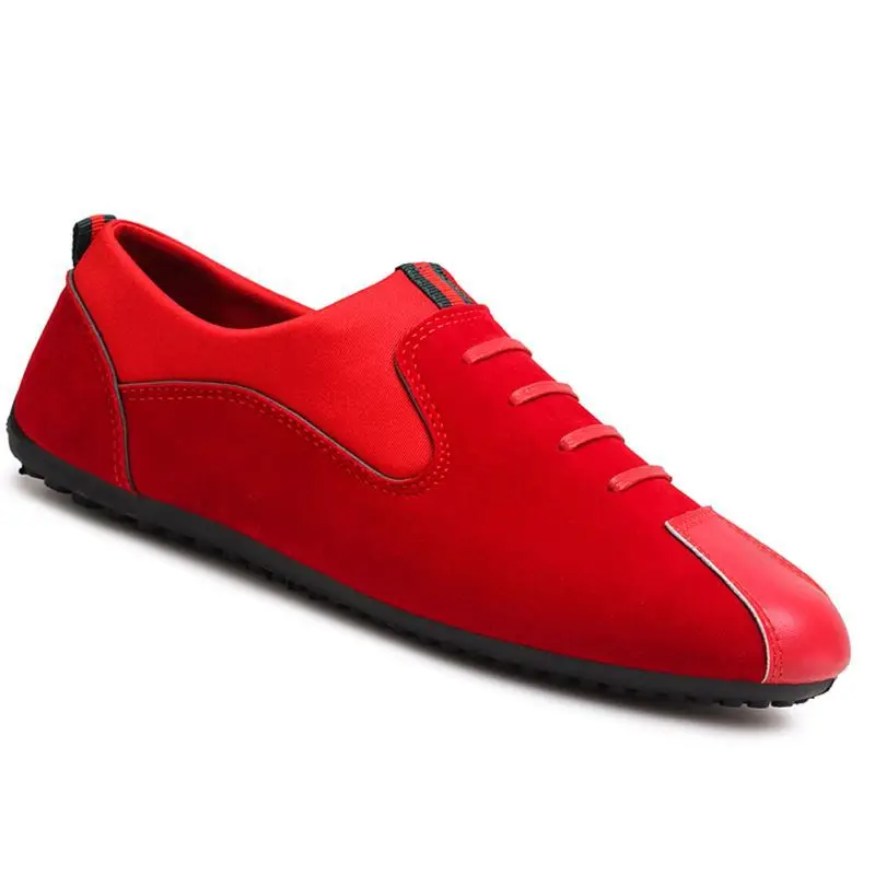 Новая корейская модная мужская обувь без застежки красного цвета