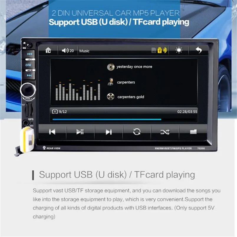 7 ''HD Bluetooth Сенсорный экран автомобиля GPS стерео Радио 2 DIN FM/mp5/MP3/USB/AUX p30 Поддержка Прямая 13 сентября