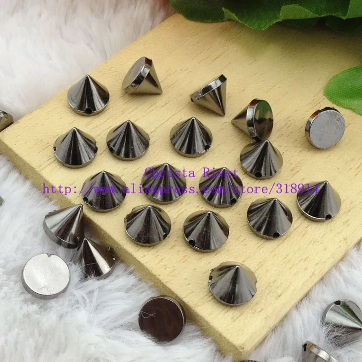 

500pcs 10*8mm Gun-black Hand Sewing Bullet Cone Studs ABS Flat Back Glue On Spikes Punk Rock Bracelet Belt Bag Conical Findings