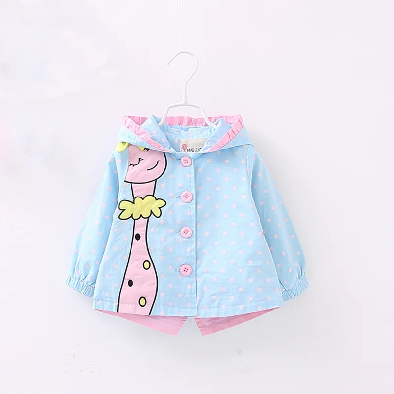 

ideacherry Spring New Children's Coat Wear Baby Girls Jacket Cartoon Giraffe Coat Kids Clothes Windbreaker Coat Hooded 1-4 Year