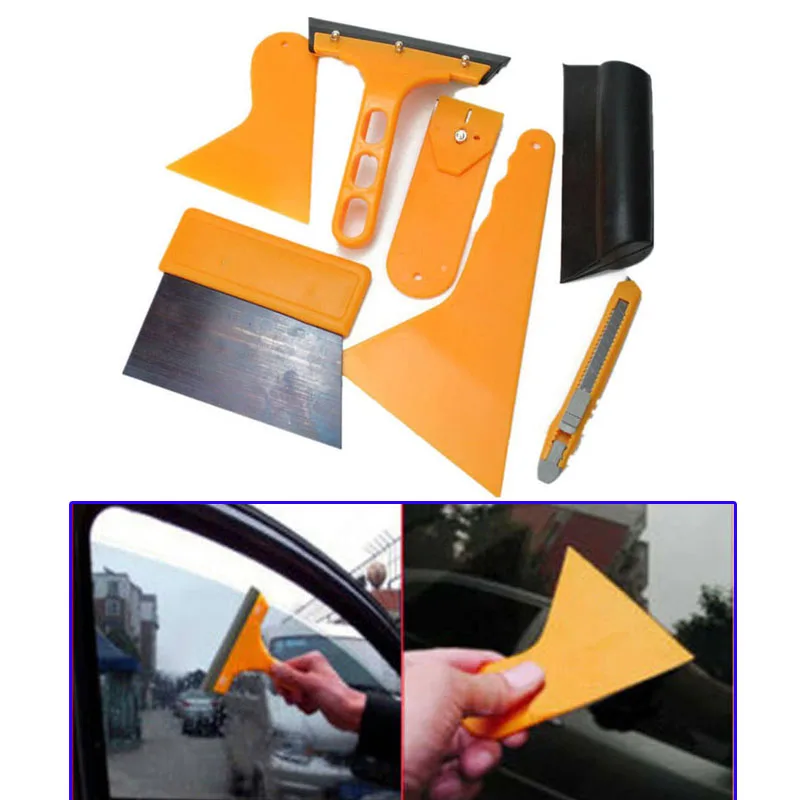 7pcs Car Auto Window Scraper Wrap Tint Vinyl Film Squeegee Cleaning Tool Kit NEW