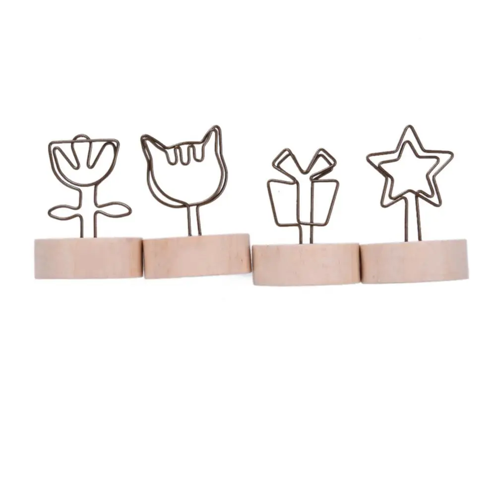 Creative Round Wooden Iron Photo Clip Memo Name Card Pendant Furnishing Articles Picture Wall Frame