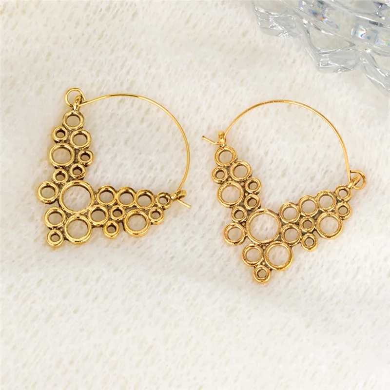 Elegant   Women Fashion Creative Geometric Alloy Hollow Size Round Earrings Boucle D'oreille Femme 2019 Hanging Earrings Y1# (8)