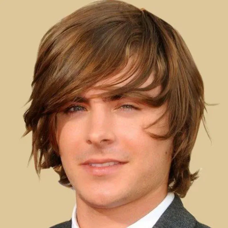 2016 New Wavy Hairstyle Light Brown Color Glamorous Fashion Full Synthetic Hair  Men Wigs - Unknown - AliExpress