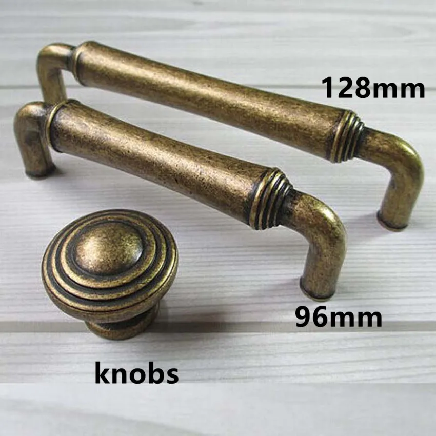 

96mm 128mm vintage style furniture handles bronze kitchen cabinet drawer pulls knobs antique brass dresser door handles retro