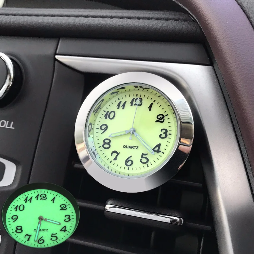 Car Clock Vents Clip Ornament Air Freshener Luminous Automotive Watch