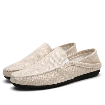 

2019 new breathable casual shoes Zapatos de hombre men's canvas flat shoes comfortable driving Loafers slippers sneakers 172