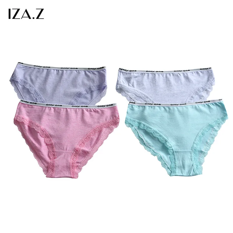 IZA.Z 4PCS Women High Quality Underwear Panties 2018 100 Cotton Girls