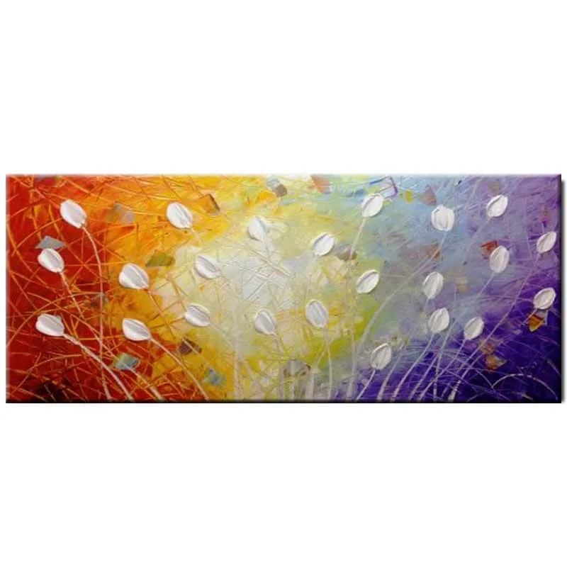 

Large Size Hand Painted Palette Knife Flower Oil Painting On Canvas White FLower Impasto Wall Picture For Living Room Home Decor