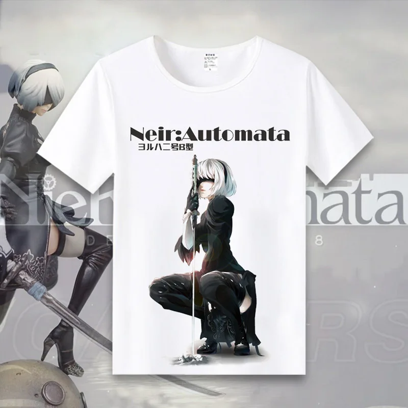Coshome New Game NieR Automata 2B T-shirts NieRAutomata T Shirt Men Women Tops Short Sleeves Summer Tees (11)