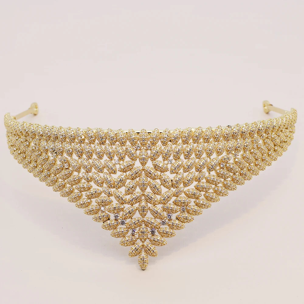 

Luxury Gold Color Zircon Crown Tiara Micro Inlays AAA Cubic Zirconia Queen Bridal Wedding Headband Hair Jewelry Gifts Headpieces