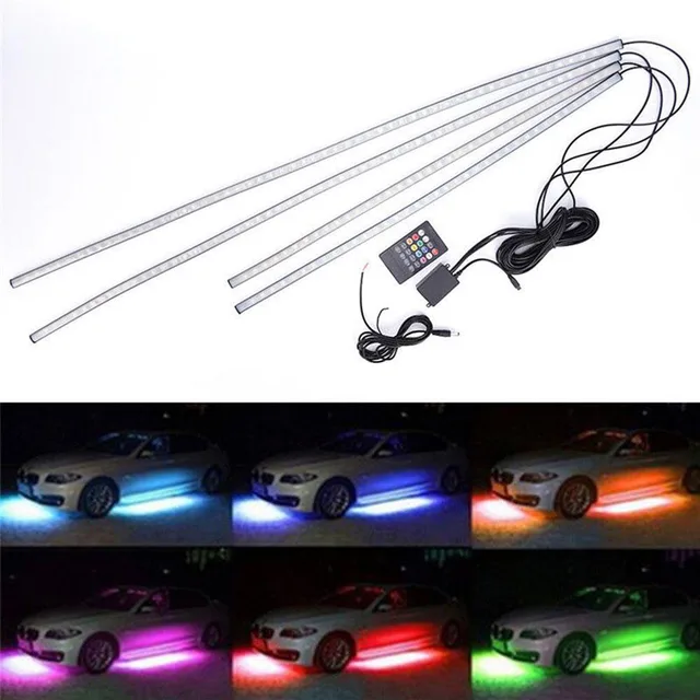 Buy 1 Set 4pcs Car RGB LED Strip Light Under Car Tube