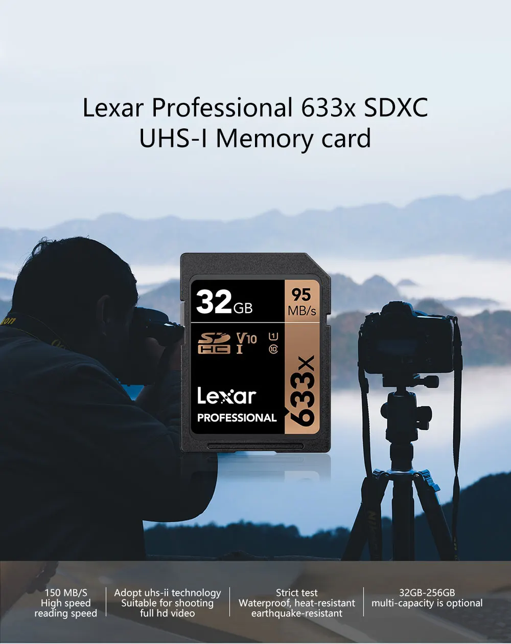 Высокоскоростной Lexar Профессиональный 95 м/с 633x32 Гб U1 SDHC 64 Гб 128 ГБ U3 sd-карта SDXC C10 карта памяти 256 ГБ 512 Гб с бесплатной упаковкой