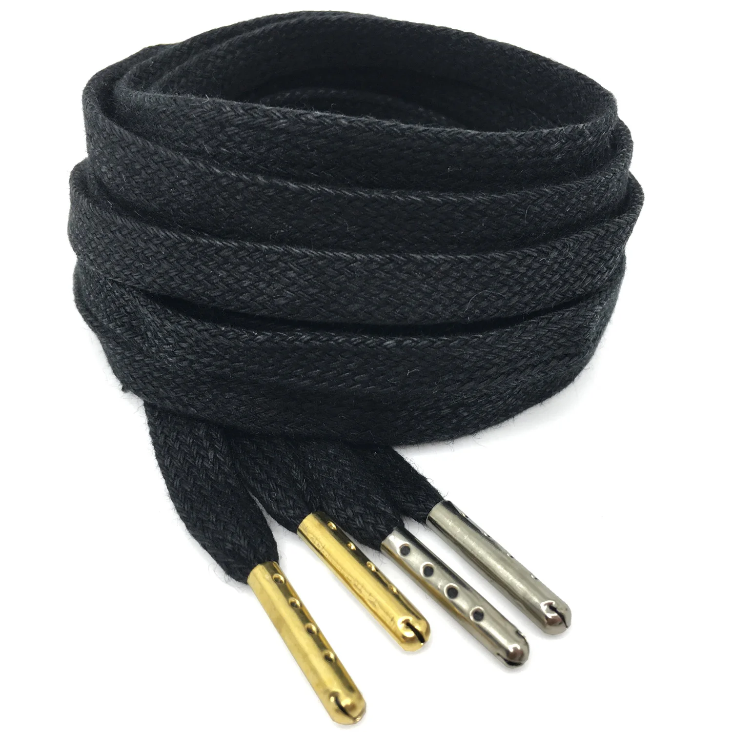 YJRVFINE 2 Pair Thick Waxed Cotton Flat Shoelaces with Gold Silver Metal Tips High Quality Waxing Leather Dress Shoe Laces