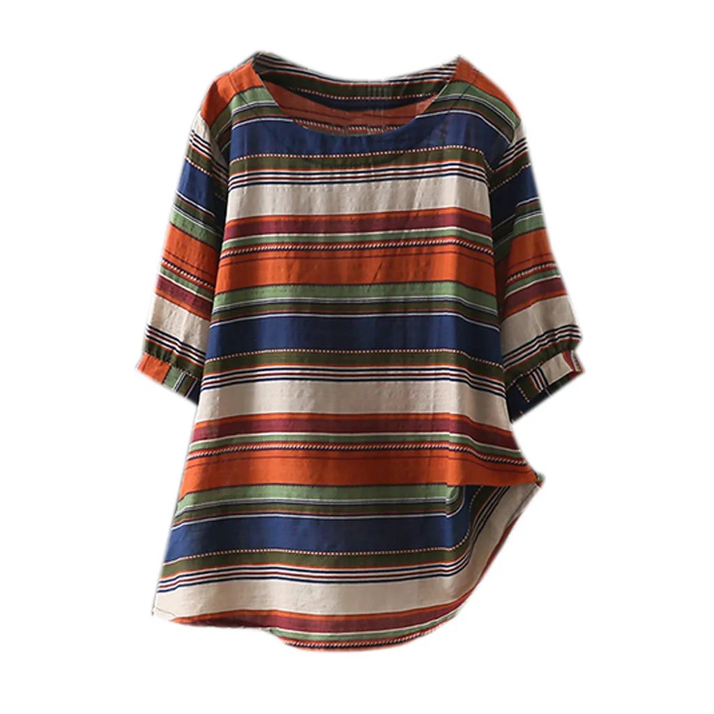 

Summer Womens Tops And Blouses Woman 2019 Tunic Striped Print Ladies Tops Korean Fashion Clothing blusas mulher elegantes